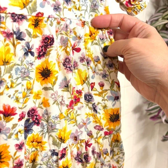 Old Navy Kids Floral Dress Yellow Sunflowers Cotton Spring Easter XL 14-16 - Picture 5 of 9